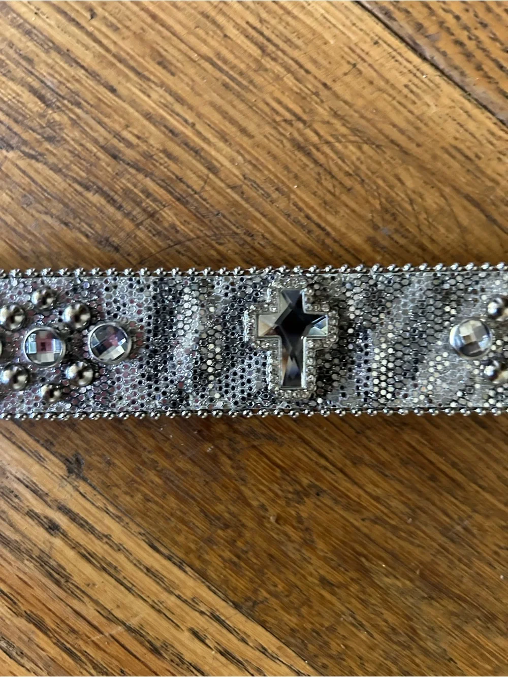 ~Sparkling Silver Crosses  Rhinestone Leather Girl's Western Belt